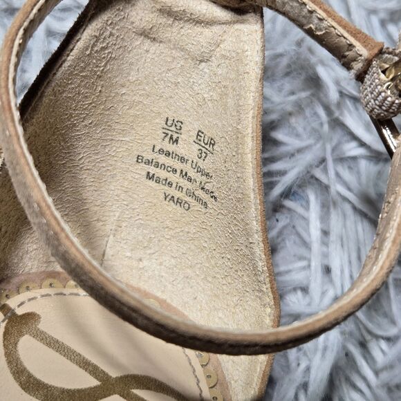 Sam Edelman Womens 7M Suede Ankle Strap Chunky High Heels Camel Pumps Winter Dis - Picture 8 of 9